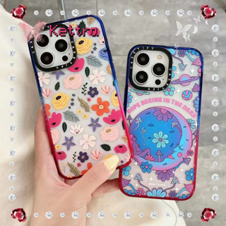 💜Kettra💜ดอกไม้ ลวดลาย ศิลปะ หวานสวย สี 11 14 pro max ขอบเต็ม ป้องกันการหล่น หวานสวย case for iPhone 12 13