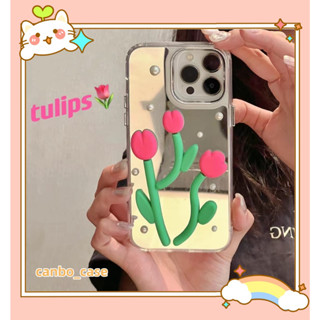 🎁ส่งของขวัญ🎁เคสไอโฟน สำหรับ 11 14 for iPhone Case 13 12 Pro Max แฟชั่น กระจกเงา ดอกไม้ กันกระแทก เคสนิ่ม เคสโทรศัพท์
