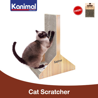 Kanimal Cat Toy ของเล่นแมว ที่ลับเล็บแมวหรู รุ่น T-Stand ใช้ได้ 2 ด้าน ขอบไม้หนา Size L 40x25x60 ซม. แถมฟรี! Catnip