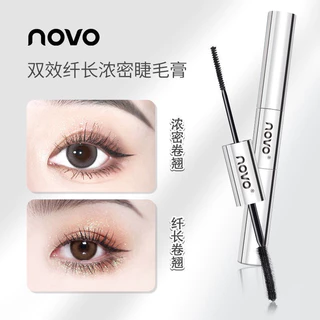 5876 睫 (ใหม่/แท้) NOVO มาสคาร่า 2 หัว ปัดแล้วขนตาหนายาว งอน เด้ง กันน้ำ Mascara (สีดำ)