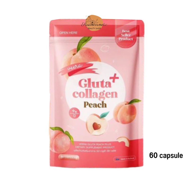 วีร่า กลูต้า คอลลาเจน พีช ผลิตภัณฑ์เสริมอาหาร Veera Gluta Collagen Peach 60 Capsule