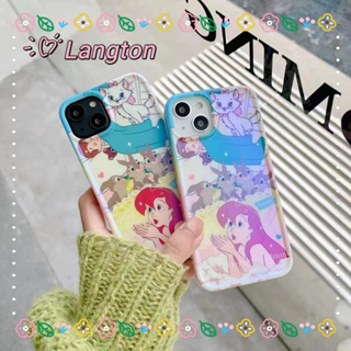 🌈Langton🌸ป้องกันการหล่น ขอบเต็ม iphone 11 14 pro max การ์ตูน เงือก เลเซอร์ เจ๋ง สาวน่ารักหัวใจ case for iPhone 12 13