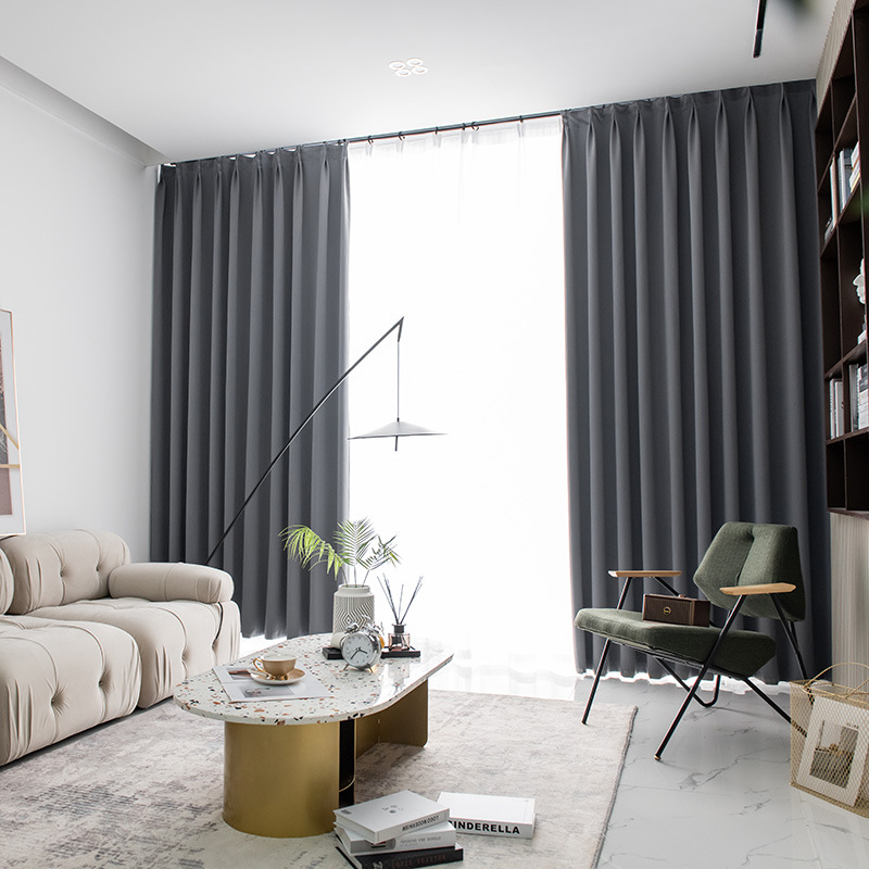 แนะนำ ผ้าม่าน ผ้าม่านจีบจีน ใส่ตะขอ สีพื้น สีเทา ทึบแสง หน้าต่าง ประตู กันแอร์ กันห้อง สำเร็จ พร้อมส่ง ราคาพิเศษ มีเก็บเงินปลายทาง