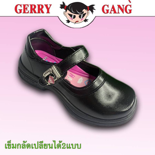 รองเท้านักเรียนหนังดำ รองเท้านักเรียนหญิง แบบเข็มกลัด GERRY GANG รุ่น G-6306 G-6307