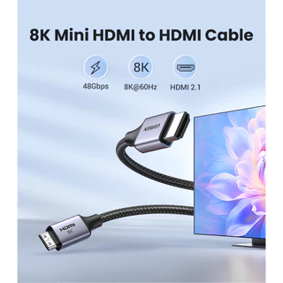 UGREEN รุ่น 15514 สาย Mini HDMI to HDMI 8K60Hz HDMI V2.1 หัวอลูมิเนียม สายยาว 1 เมตร