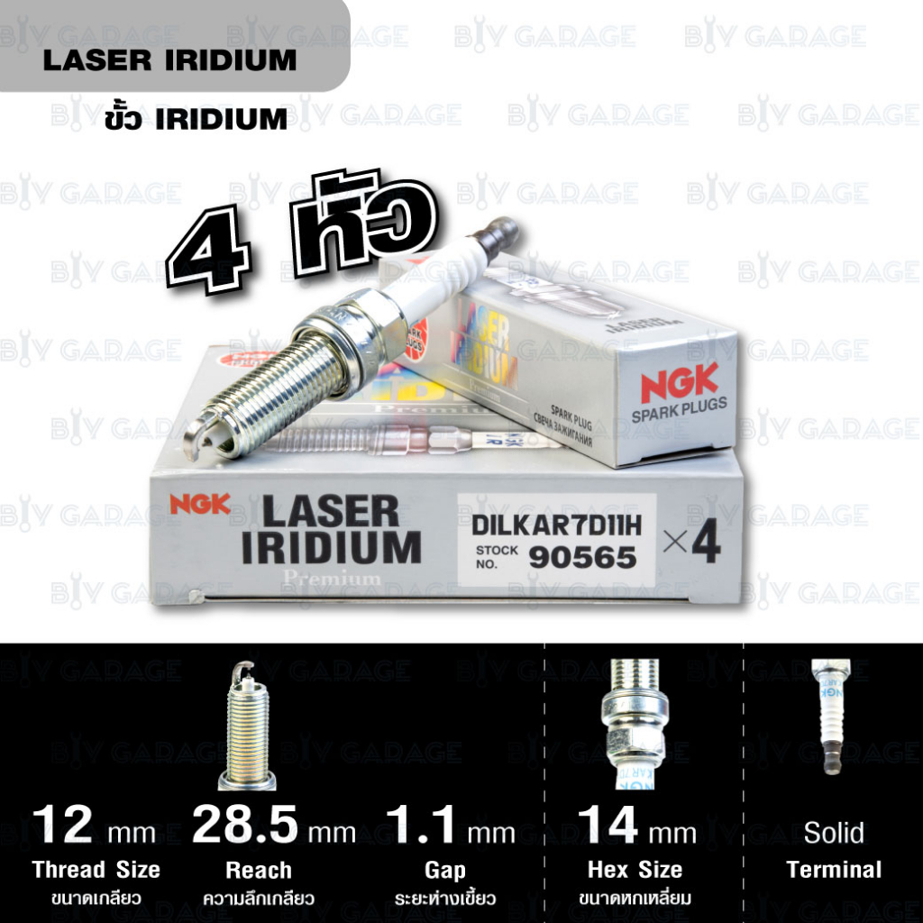 NGK หัวเทียน LASER IRIDIUM DILKAR7D11H (4 หัว) ใช้สำหรับ NISSAN X-TRAIL T32 MR2.0DE