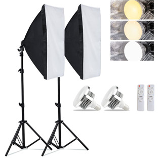 Photo Studio Softbox Lighting Kit Photography Soft Box Studio Bulb LED Light Light Stand Remote Set