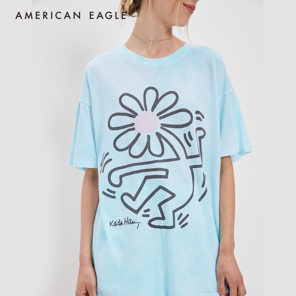 American Eagle Oversized Keith Haring Graphic Tee เสื้อยืด ผู้หญิง กราฟฟิค โอเวอร์ไซส์ (EWTS 037-8837-900)