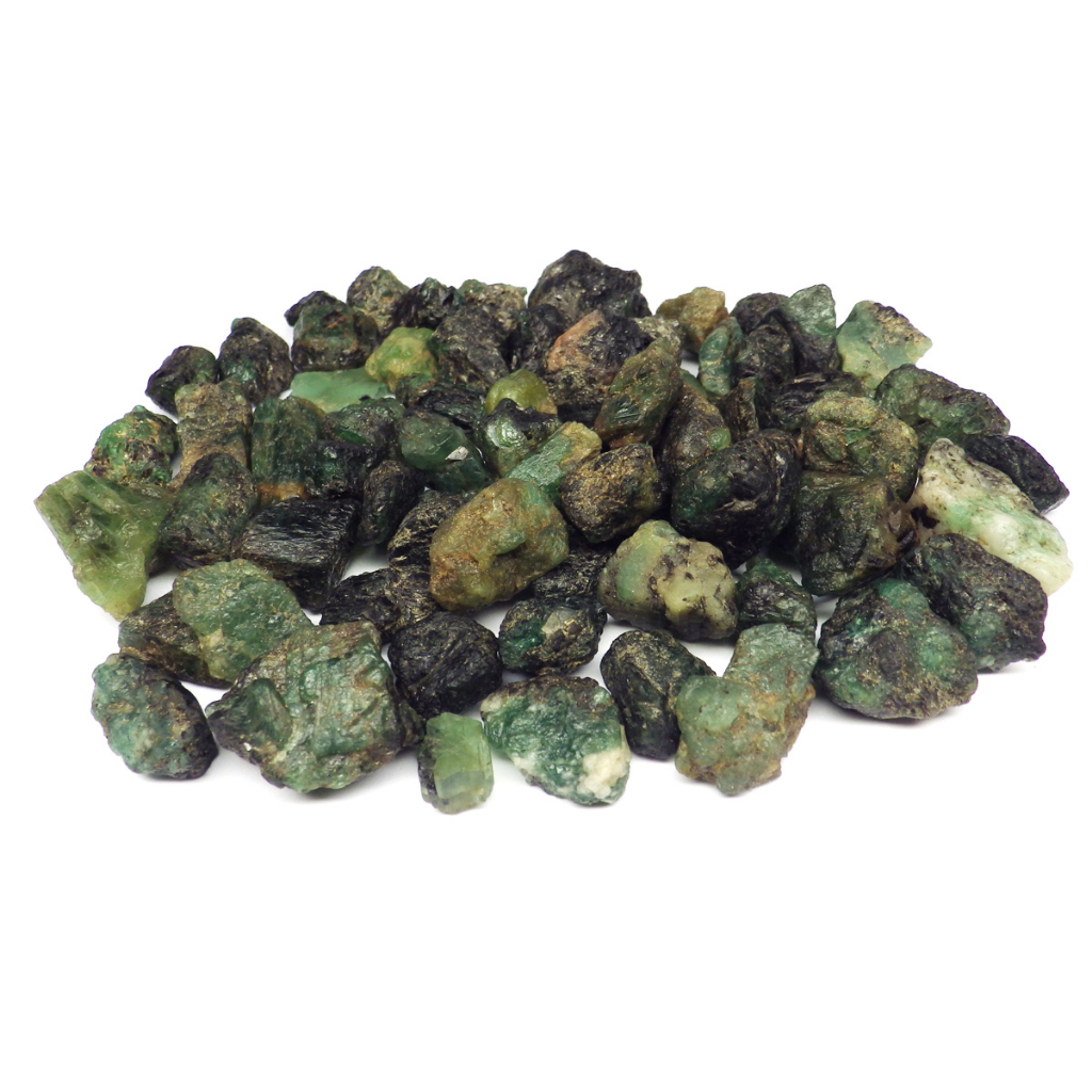 พลอย ก้อน ดิบ มรกต เอมเมอรัล ธรรมชาติ แท้ ( Unheated Natural Emerald ) จำนวน 64 ก้อน หนักรวม 220 กรัม