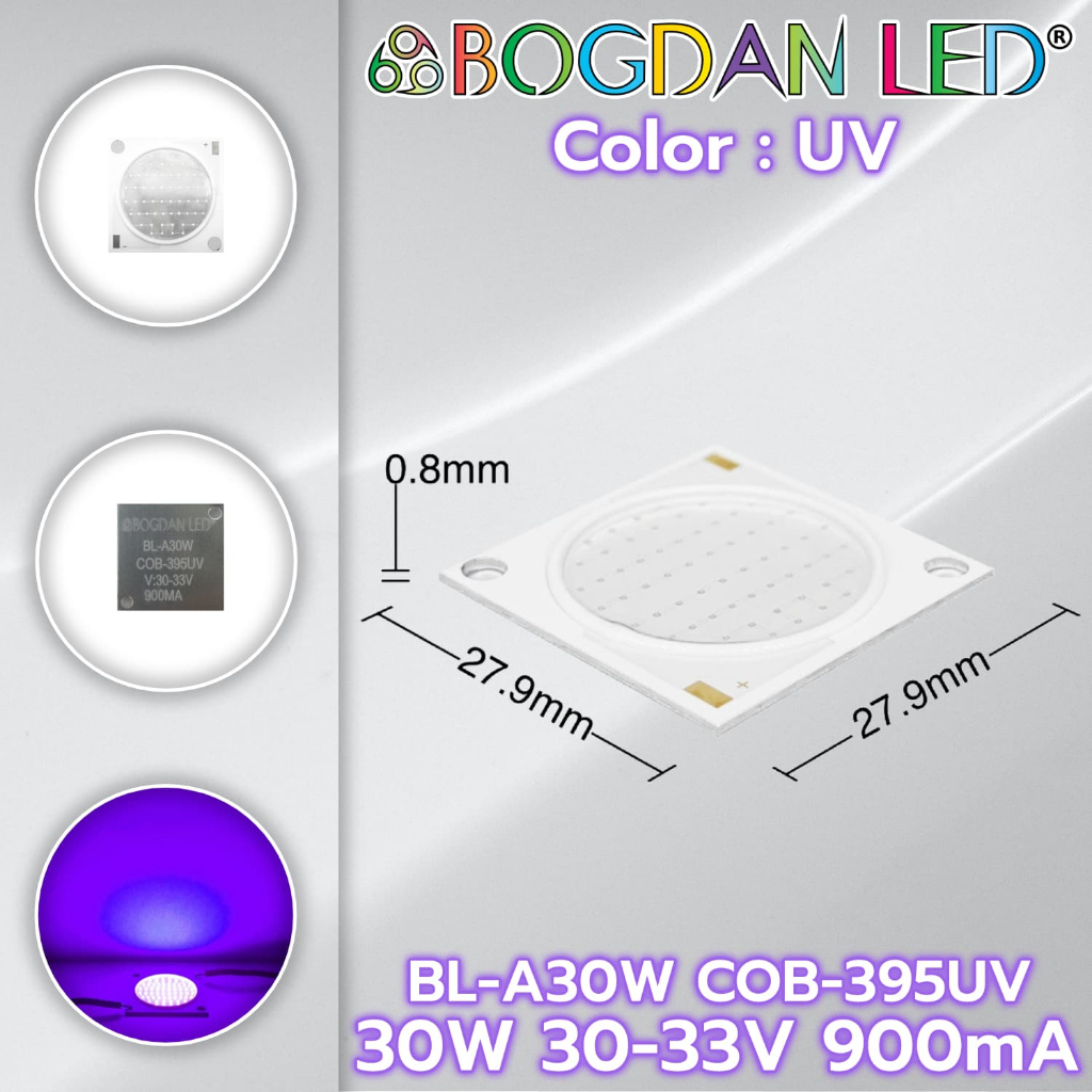 BL-A30W-COB ไฟ LED COB 30W 30-33V 900mA ยี่ห้อ BOGDAN LED ขนาด 27.9x27.9mm ไฟพลังงานสูงให้ความสว่างสูง (ราคาต่อ 1 ชิ้น) - รูปที่ 5
