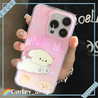 เคสไอโฟน iphone 11 14 Pro Max สีชมพู ไล่ระดับ ลูกสุนัข ขาตั้ง เคส ป้องกันการตก iphone 12 13 Pro Case for iPhone