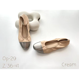 รองเท้าบัลเล่ย์ รองเท้าหุ้มส้น สีทูโทน หนังนิ่มไม่กดเท้า รหัสสินค้า OP-29
