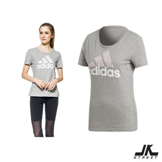 [ดูโค้ดที่หน้าร้าน] adidas เสื้อยืดผู้หญิง Foil Text Bos Tee รุ่น CV4565 (Grey) ของแท้ ป้ายช็อปไทย เสื้อยืด เสื้อ