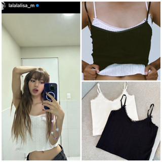 💫New💫(พร้อมส่ง)Ribbin Lace Top เสื้อสายเดี่ยวแต่งระบายลูกไม้
