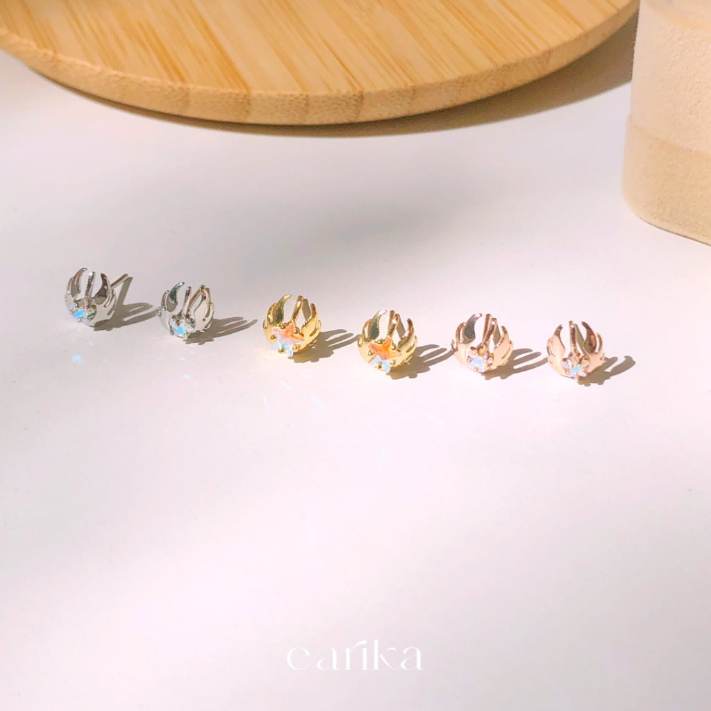 earika.earrings - hologram fireball stud ต่างหูแป้นลายลูกไฟจี้โฮโลแกรมก้านเงินแท้ (มีทั้งหมด 3 สี) เหมาะสำหรับคนแพ้ง่าย