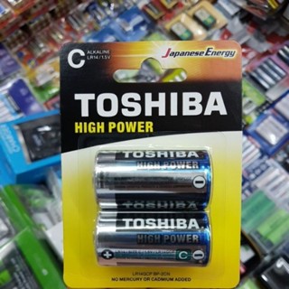 ถ่าน Toshiba Alkaline Size C (ขนาดกลาง) 1.5V (LR14GCP BP-2) จำนวน2ก้อน ของแท้บริษัท