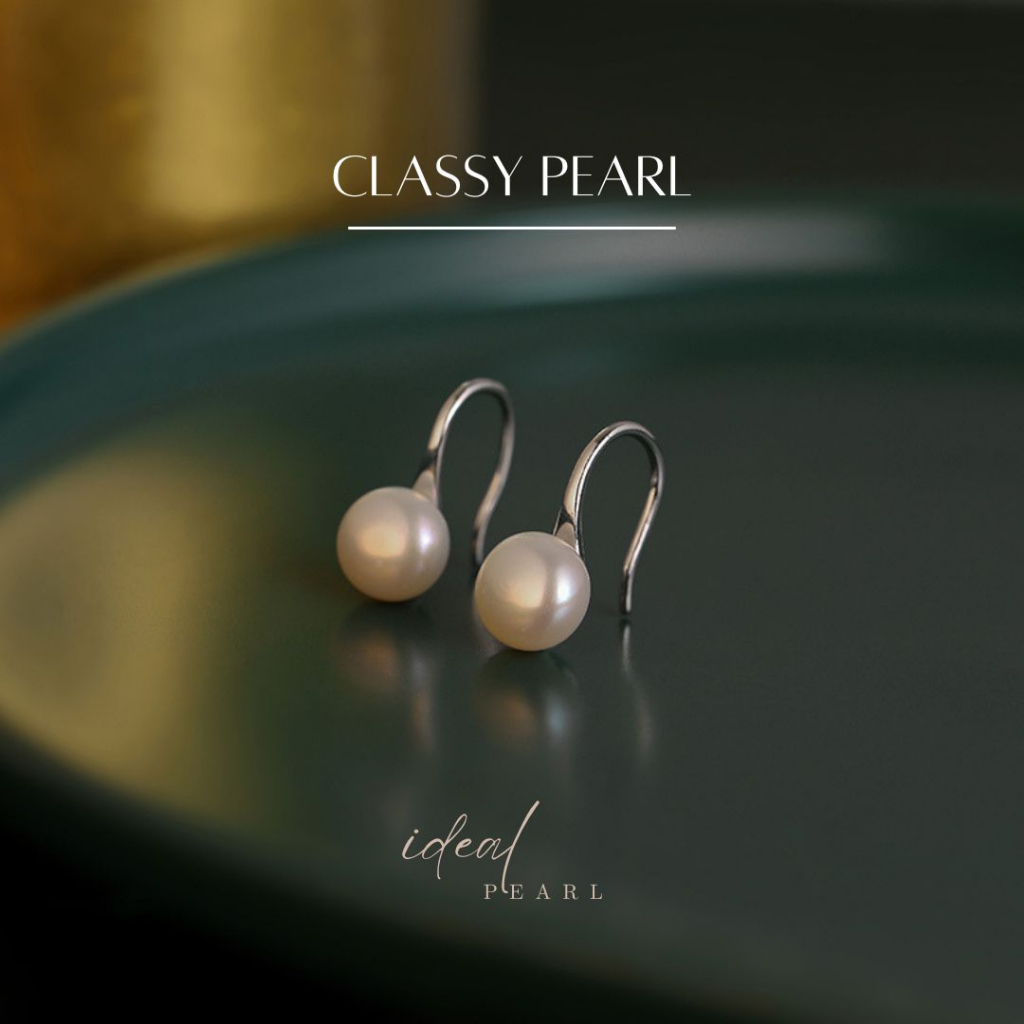iDEAL ต่างหูไข่มุก Classy Pearl ไข่มุกสีขาว ต่างหูมุก ตุ้มหูไข่มุก ตุ้มหูเงินแท้ Valentine ของขวัญ