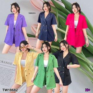 👗Pfashion [ส่งไวมาก🚛] P18682 Set 2 ชิ้น เสื้อแขนสั้น ปกสูท + กางเกงขาสั้น ..