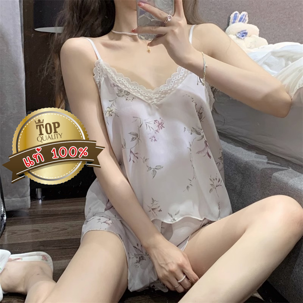 ชุดนอนเซ็ต ชุดนอนไม่ได้นอน 🌟เกรดดี 💖 ไซต์ XS-5XL นน >40-100 kg  ผ้าซาตินมาแบบ 2 ชิ้นในตัวเดียว T-024 - รูปที่ 5