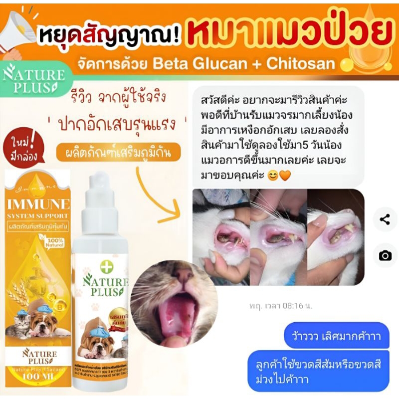 สินค้าขายดี เสริมภูมิคุ้มกันสุนัข แมว แผลในช่องปาก เหงือกบวม กินอาหารไม่ได้ ป่วยหนัก