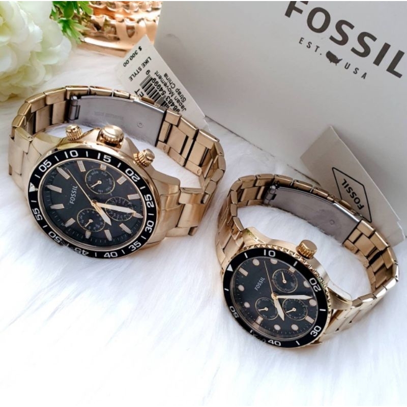 Fossil BQ2643SET His and Her Multifunction Gold-Tone Stainless Steel Watch Set