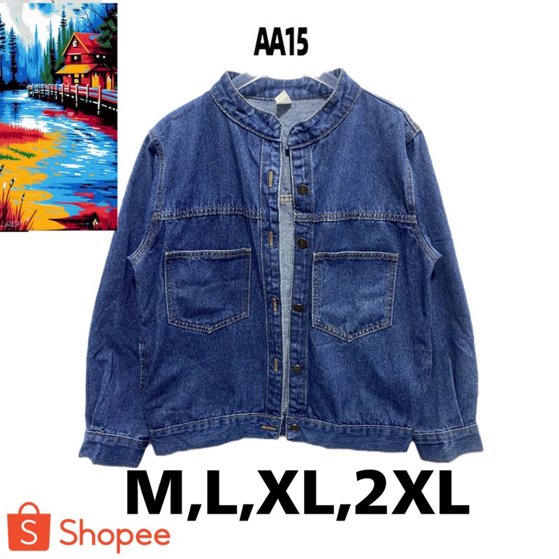 พร้อมส่ง แจ็คเก็ตยีนส์คอจีนมีหลายไซส์L,M,XL,2Xl