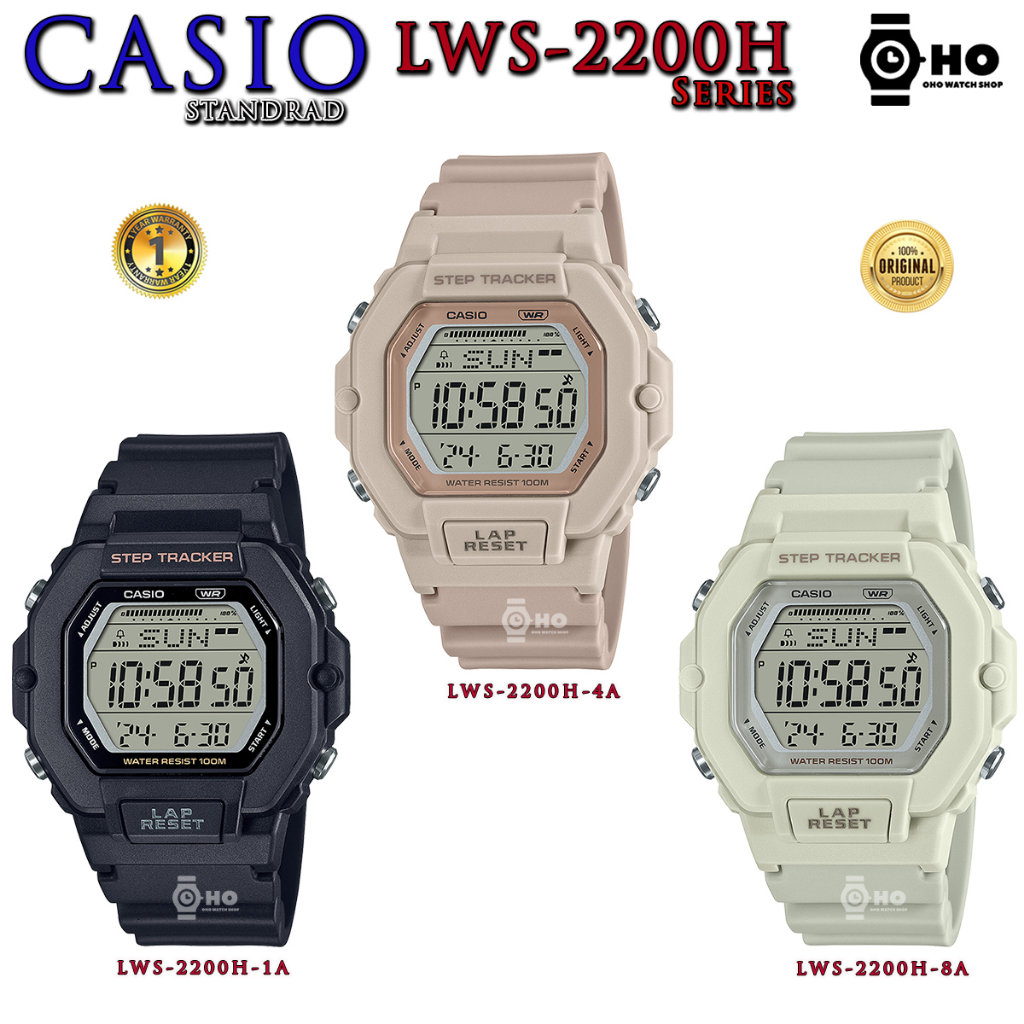 Casio รุ่น LWS-2200 LWS-2200H LWS-2200H-1A,LWS-2200H-4A,LWS-2200H-8A นาฬิกาข้อมือผู้หญิง สายเรซิน ขอ