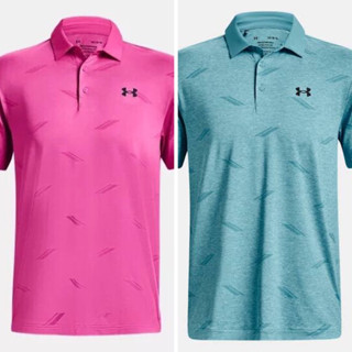 👕UA Men’s Golf Playoff Deuces Jacquard Polo| Rebel Pink/Black