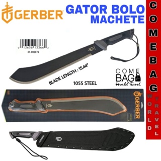 มีด GERBER แท้ รุ่น GATOR BOLO มีด Machete ของแท้ ที่แข็งแกร่ง ใบมีด 1055 CARBON STEEL เคลือบ SATIN สีดำ พร้อมปลอกใส่