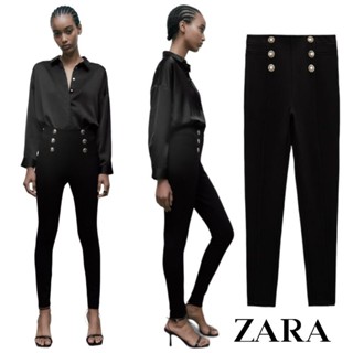 Zara : Black leggings with Gold Buttons