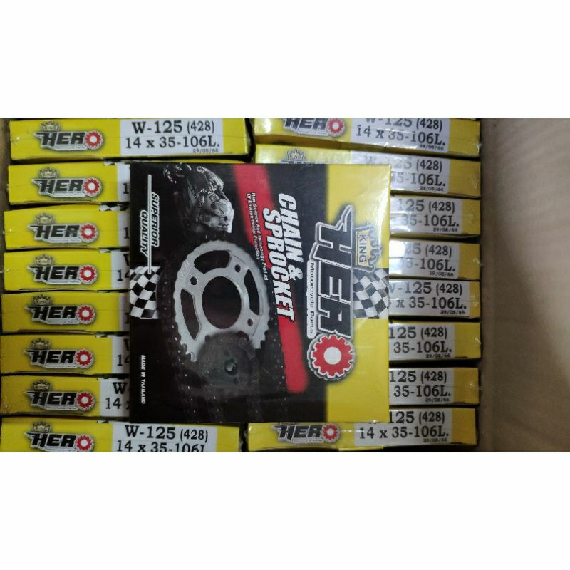 ชุดโซ่สเตอร์ ขนาด428/35/106 สำหรับรุ่น Wave125/S/R Wave125i Wave110i Dream110SP Wave100SUbox Dream125 แบรนด์Hero