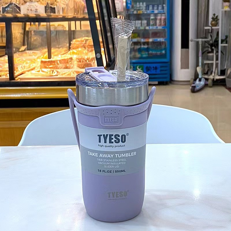 TYESO กระบอกน้ำ แก้วน้ำเก็บอุณหภูมิ มีหูหิ้ว ขนาด  เก็บเย็น-ร้อนได้นาน ไม่มีไอน้ำเกาะ