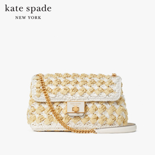 KATE SPADE NEW YORK EVELYN STRIPED CROCHET RAFFIA MEDIUM CONVERTIBLE SHOULDER BAG KC199 กระเป๋าสะพายข้าง