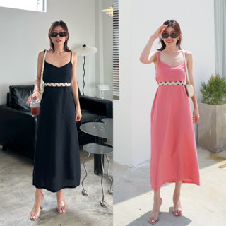 💓🖤New Arrival 🖤💓 Linen Camisole Tied Back Maxi Dress (650฿ฟรีส่ง) น้องเดรสลินินสายเดี่ยว มาใหม่ค่า ใส่สวย studioX2