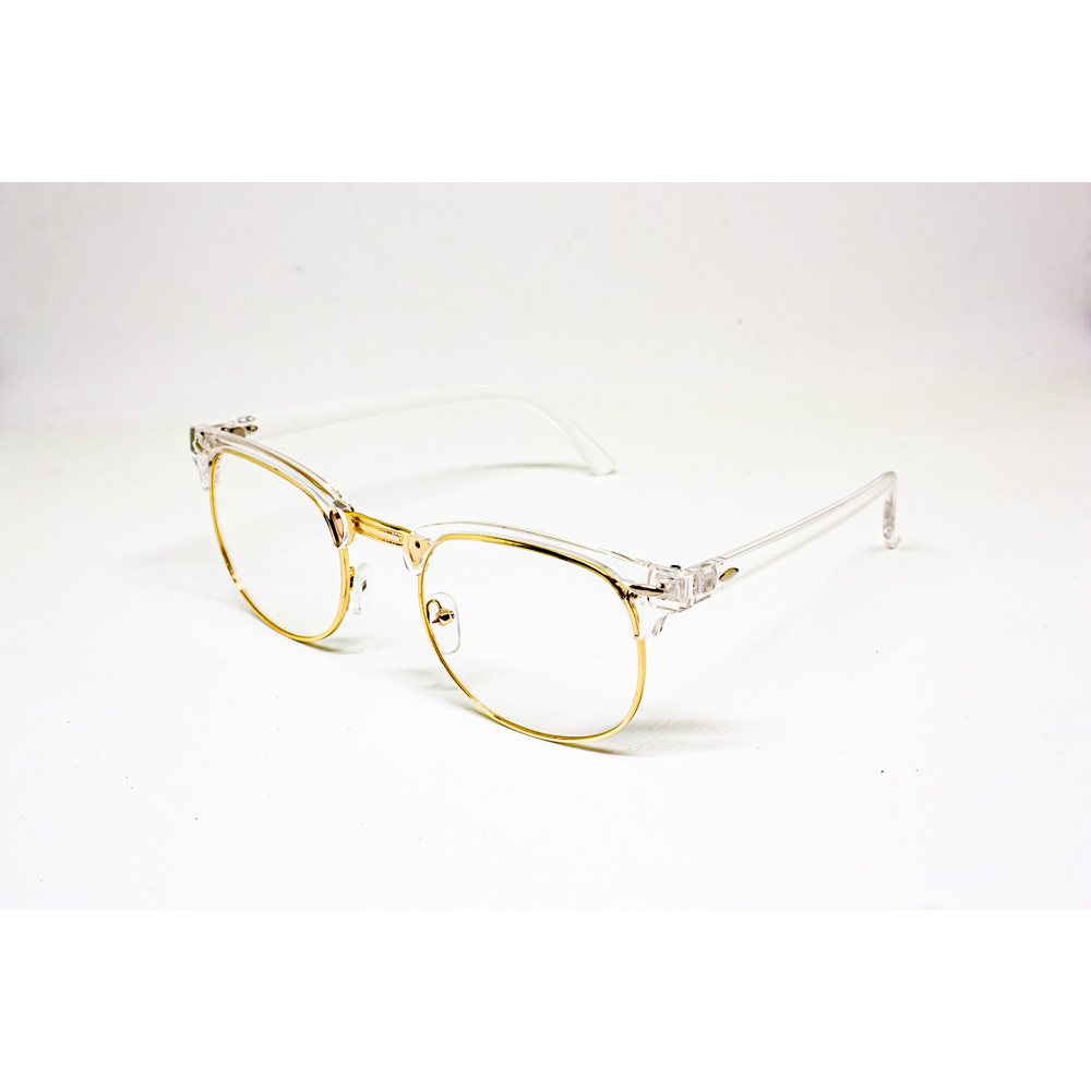 Frames & Glasses 79 บาท แว่นตากรองแสงคอม กรองแสงสีฟ้า ทรง Clubmaster Style รุ่น 833-1/ขาว/ขอบทอง Fashion Accessories