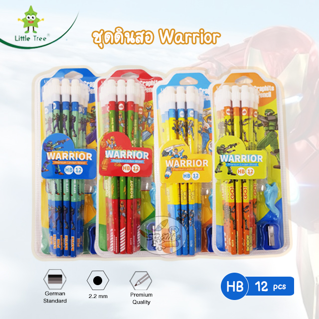 Graphite pencil ดินสอไม้ HB 12 แท่ง  พร้อมกบเหลาและยางจับดินสอ ลาย Robot คละสี (ราคา/เซ็ต)
