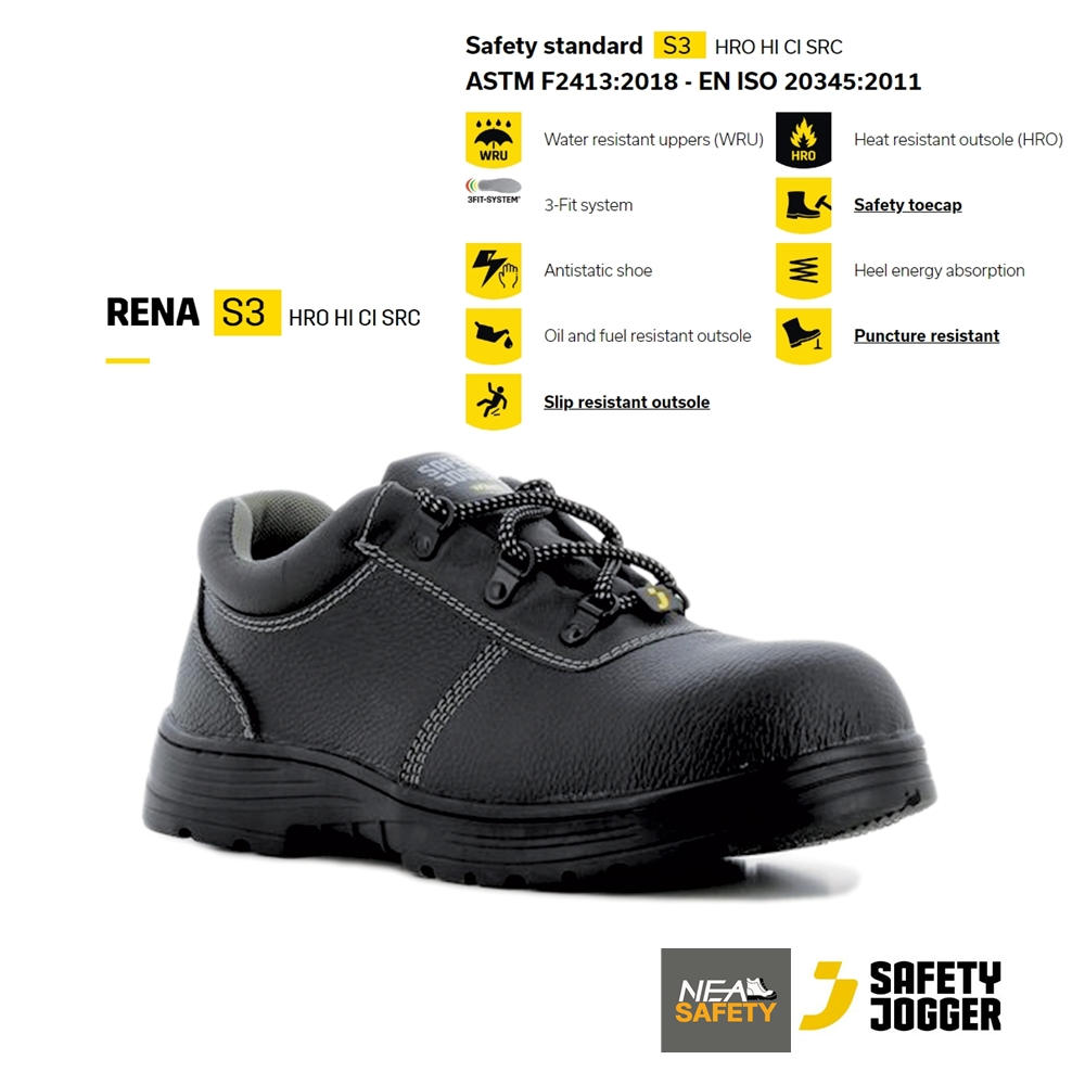 SAFETY JOGGER - RENA S3 รองเท้าเซฟตี้ หัวเหล็ก คุณภาพสูง มาตรฐานสากล รองเท้านิรภัย