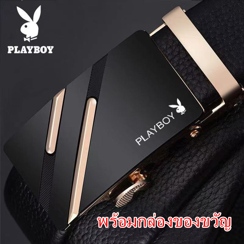 Playboy เข็มขัดหนังวัวแท้ 100% แบบนิ่ม สองด้าน รับประกันคุณภาพ สําหรับผู้ชาย.1