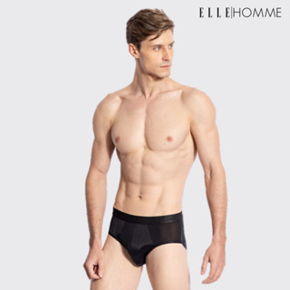 ELLE HOMME | แพ็ค 1 ชิ้น กางเกงชั้นในทรง BIKINI รุ่น Quick Dry ผ้าลื่นเย็น เบาบางสบาย ซักแห้งเร็ว สีดำ | KUB8902R2BL