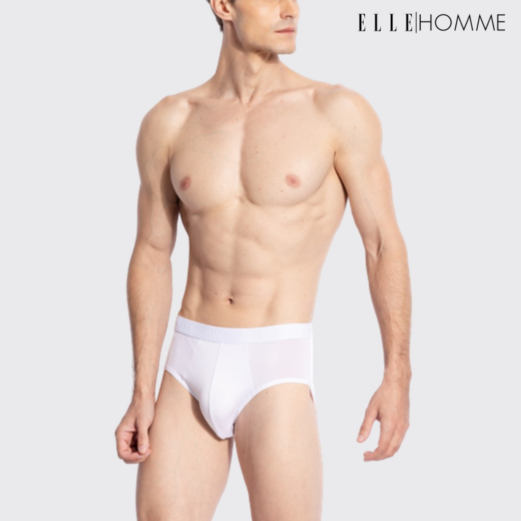 ELLE HOMME | แพ็ค 1 ชิ้น กางเกงชั้นในทรง BIKINI รุ่น Quick Dry ผ้าลื่นเย็น เบาบางสบาย ซักแห้งเร็ว สีขาว | KUB8902R2WH