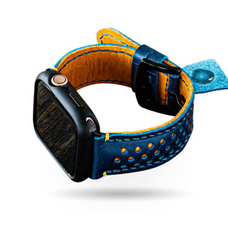 สายนาฬิกา สายหนังแท้ แฮนด์เมด ใช้สำหรับ iwatch (นาฬิกาไม่รวมในรายการขาย)Navy blue Handmade leather watch band