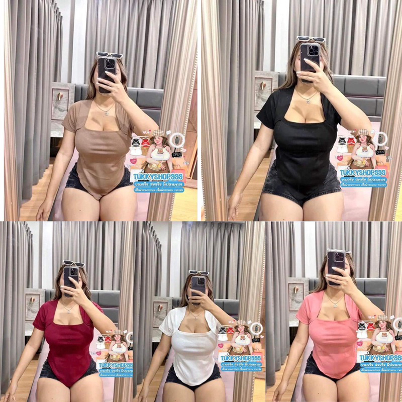 ✅ถูกที่สุด อก36-46 เสื้อสาวอวบ ผ้าไหมพรมราคาถูก ใส่แล้วผอมมีเอว    คอเหลี่ยม (A18)