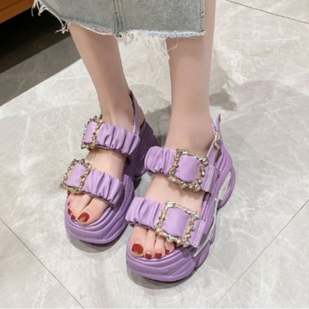 💥รองเท้าแตะแฟชั่น, รองเท้าส้นตึก, มาใหม่, รุ่นเกาหลี, ส้นสูง 9 ซม