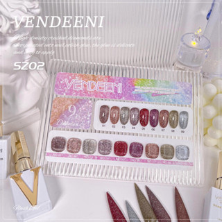 VDN SZ02 สีเจลแฟลชกากเพชร เซต9สี แถมชาร์ตสำเร็จรูป ปริมาณ15ml