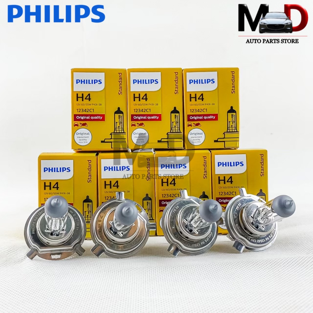 หลอดไฟ ฟิลลิป PHILIPS H4 12V 60/55W P43t-38 รหัส 12342C1