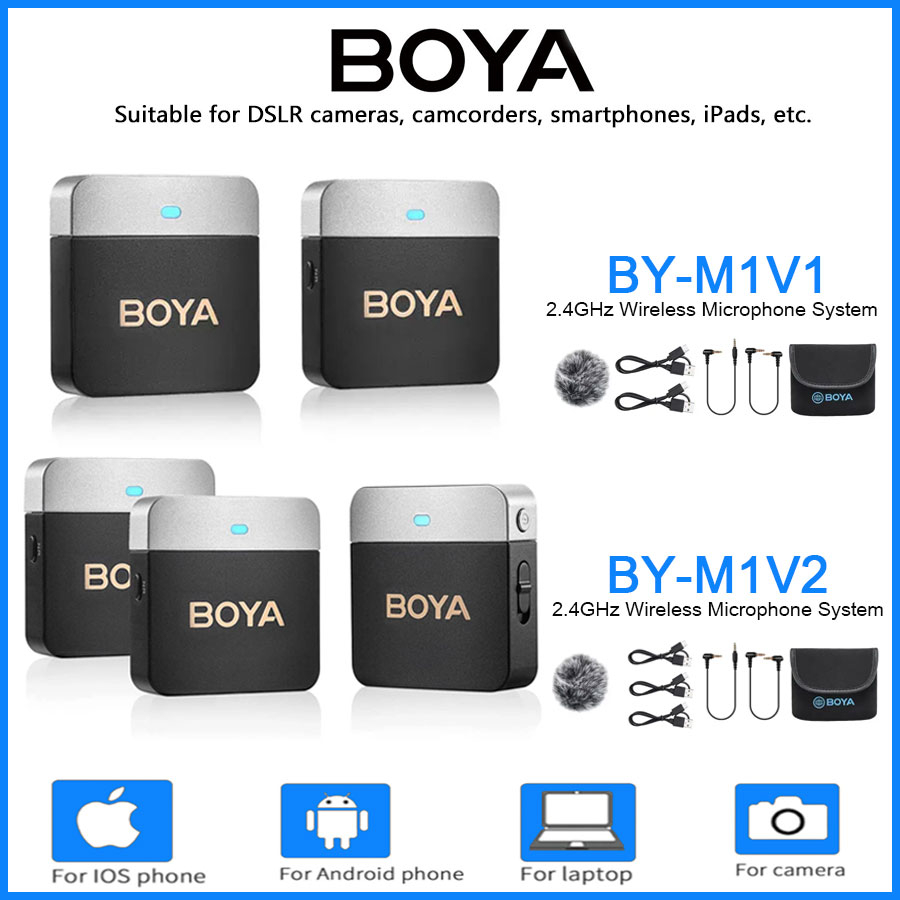 BOYA BY-M1 (V1 / V2) Wireless Microphone System For Camera &amp; Smartphone รับประกันสินค้า 2ปี