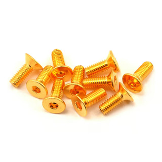 Yeah Racing 3x8mm 24K Gold Coated 12.9 Grade Steel Flat Head Hex Screw (10) SHF-308GD