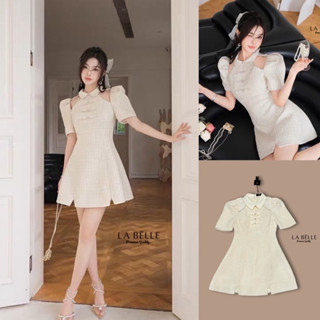 ♥️ M7 LABELLE Dress เดรสสั้น ผ้าทอ สีครีม ไซส์ S-XL สำหรับผู้หญิง