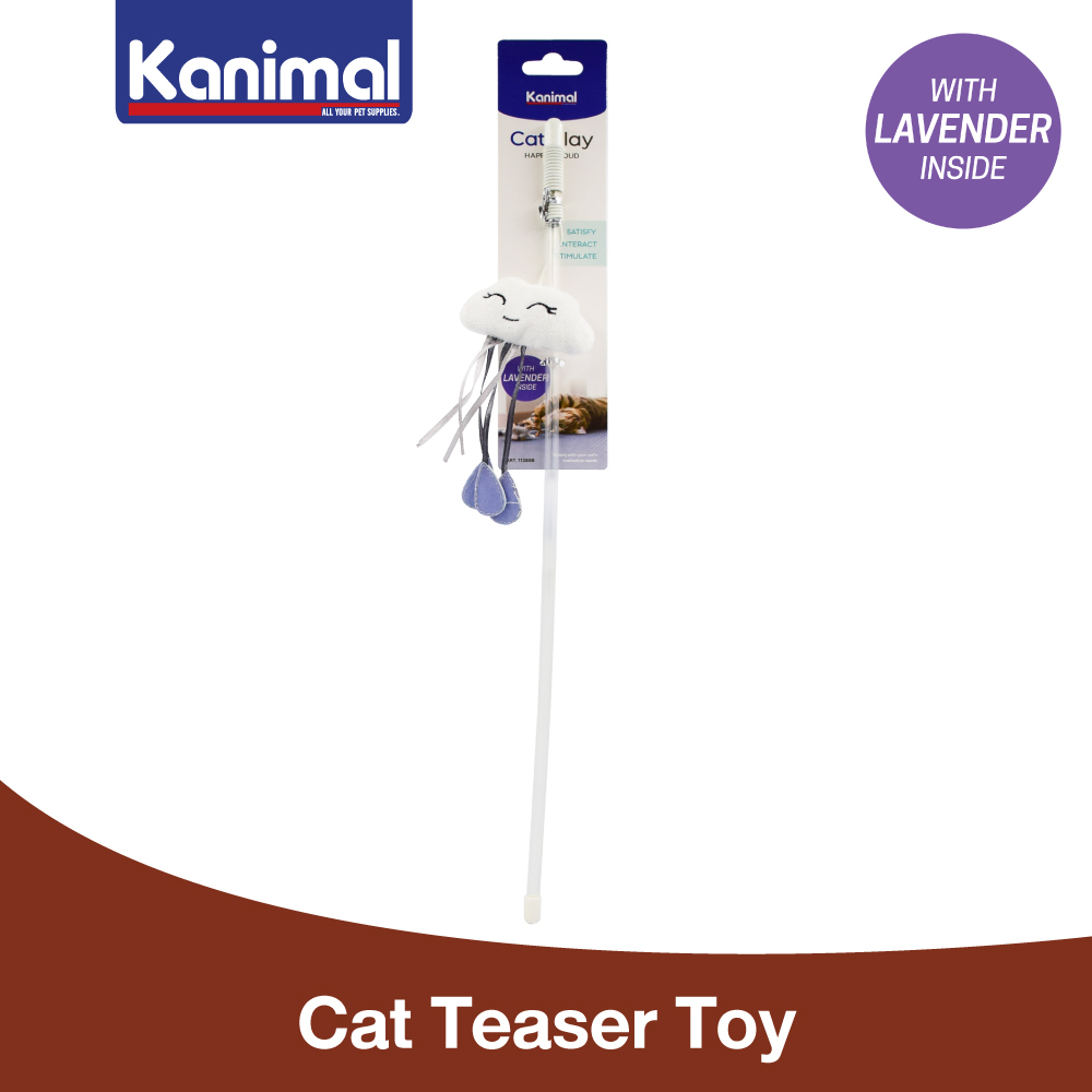 [113888] Kanimal Cloud Teaser Toy ของเล่นแมว ไม้ล่อแมว รุ่นก้อนเมฆ (ยัดไส้ลาเวนเดอร์) 13x8 ซม. (ยาว 40 ซม.)