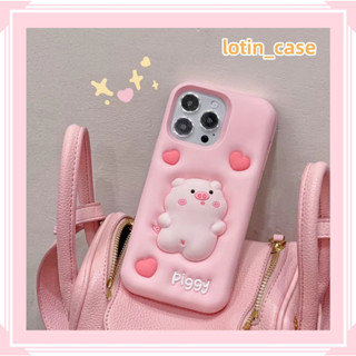 🎁ส่งของขวัญ🎁เคสไอโฟน สำหรับ 11 13 for iPhone Case 14 12 Pro Max สีชมพู น่ารัก แปลกๆ ลูกหมู กันกระแทก ปกป้อง เคสโทรศัพท์